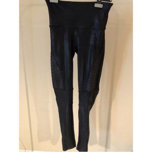 Spanx Faux-Leather Black Moto Leggings, Large